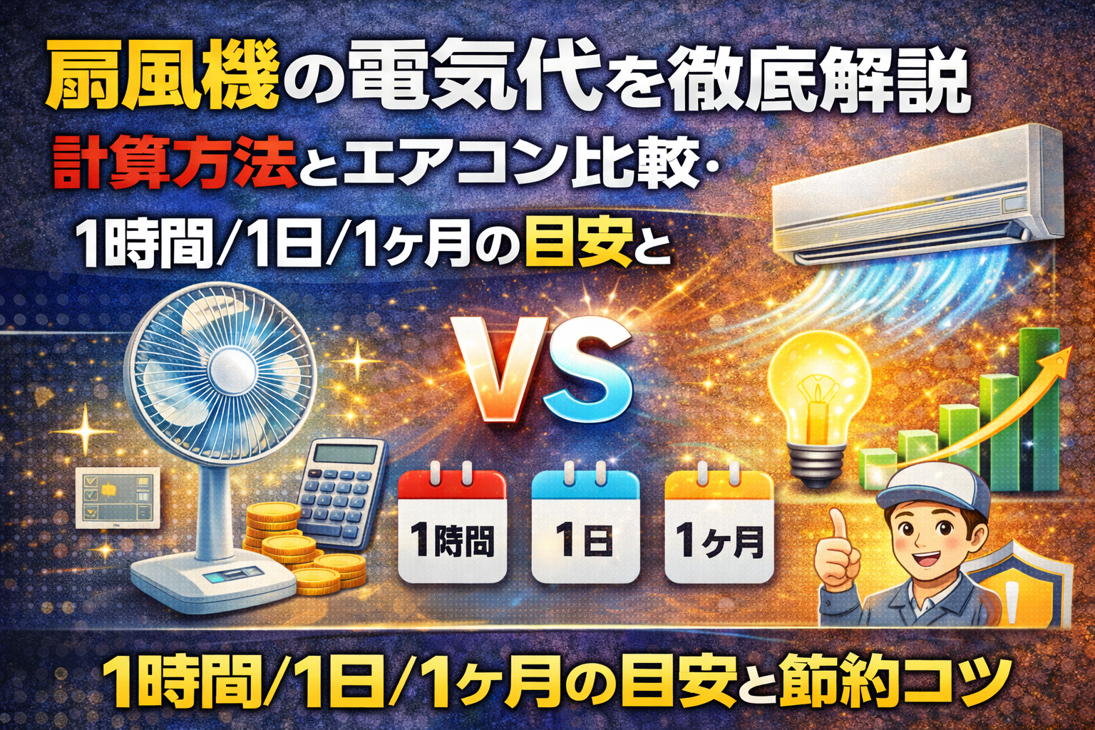 扇風機の電気代を徹底解説｜計算方法とエアコン比較・1時間/1日/1ヶ月 